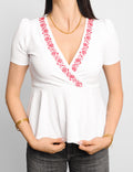 Wrap Blouse with Handmade Palestinian Embroidery