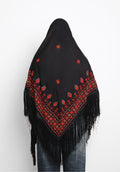 Black Wrap Shawl - Palestinian Handmade Embroidery