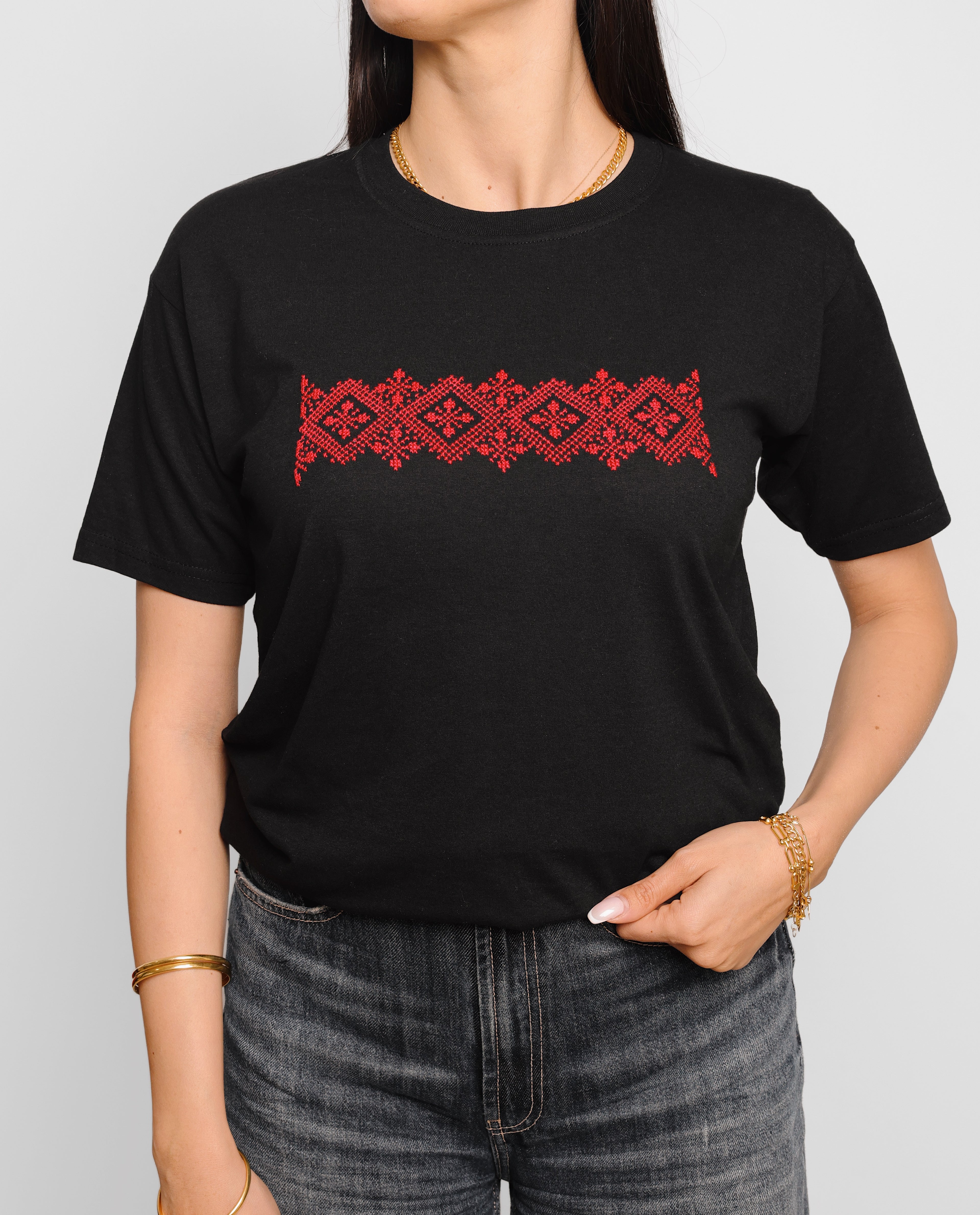 T-Shirt with Handmade Palestinian Embroidery